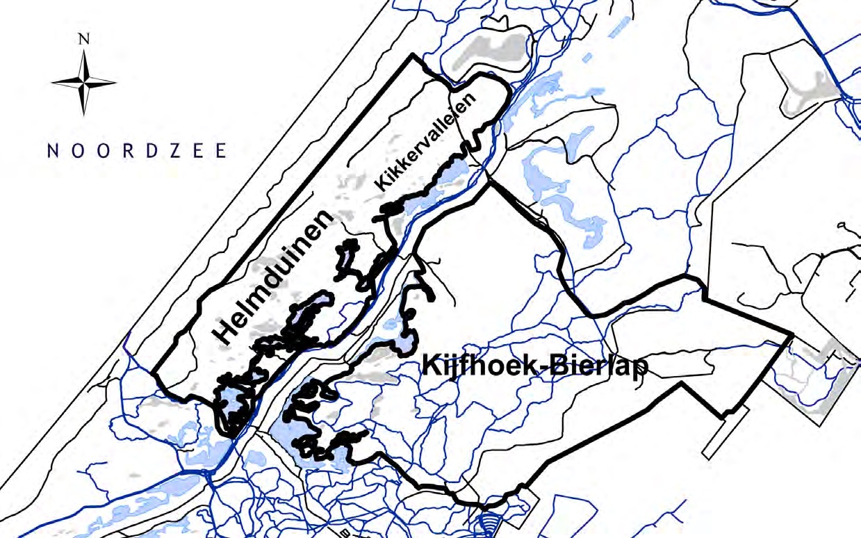 Kaart van de begrazingsgebieden Helmduinen, Kikkervalleien en Kijfhoek-Bierlap